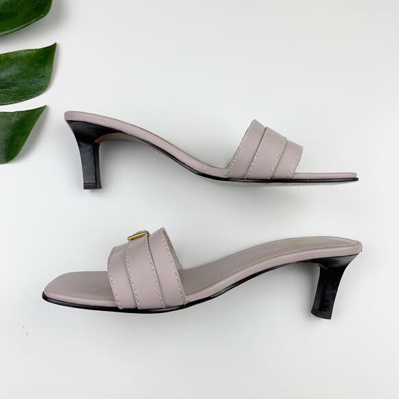 The Look Randolph Duke Sandals Slip On Pink Leather Kitten Heels Women's 6.5 - Picture 8 of 12